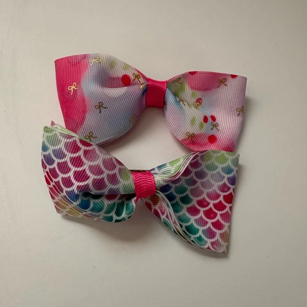 Colorful Mermaid and Bow Pattern Hair Clips